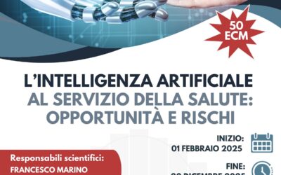 Corso fad gratuito “L’INTELLIGENZA ARTIFICIALE AL SERVIZIO DELLA SALUTE: OPPORTUNITÀ E RISCHI”